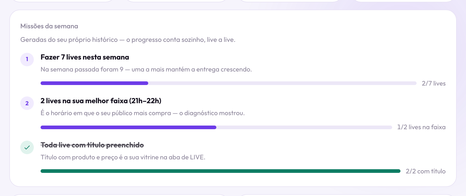 Missões da semana
