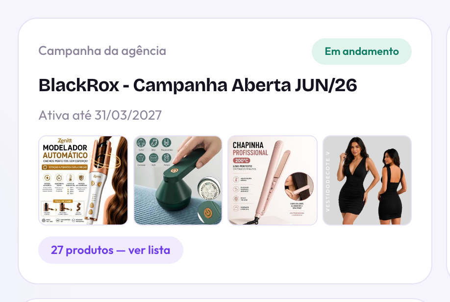 O card da campanha